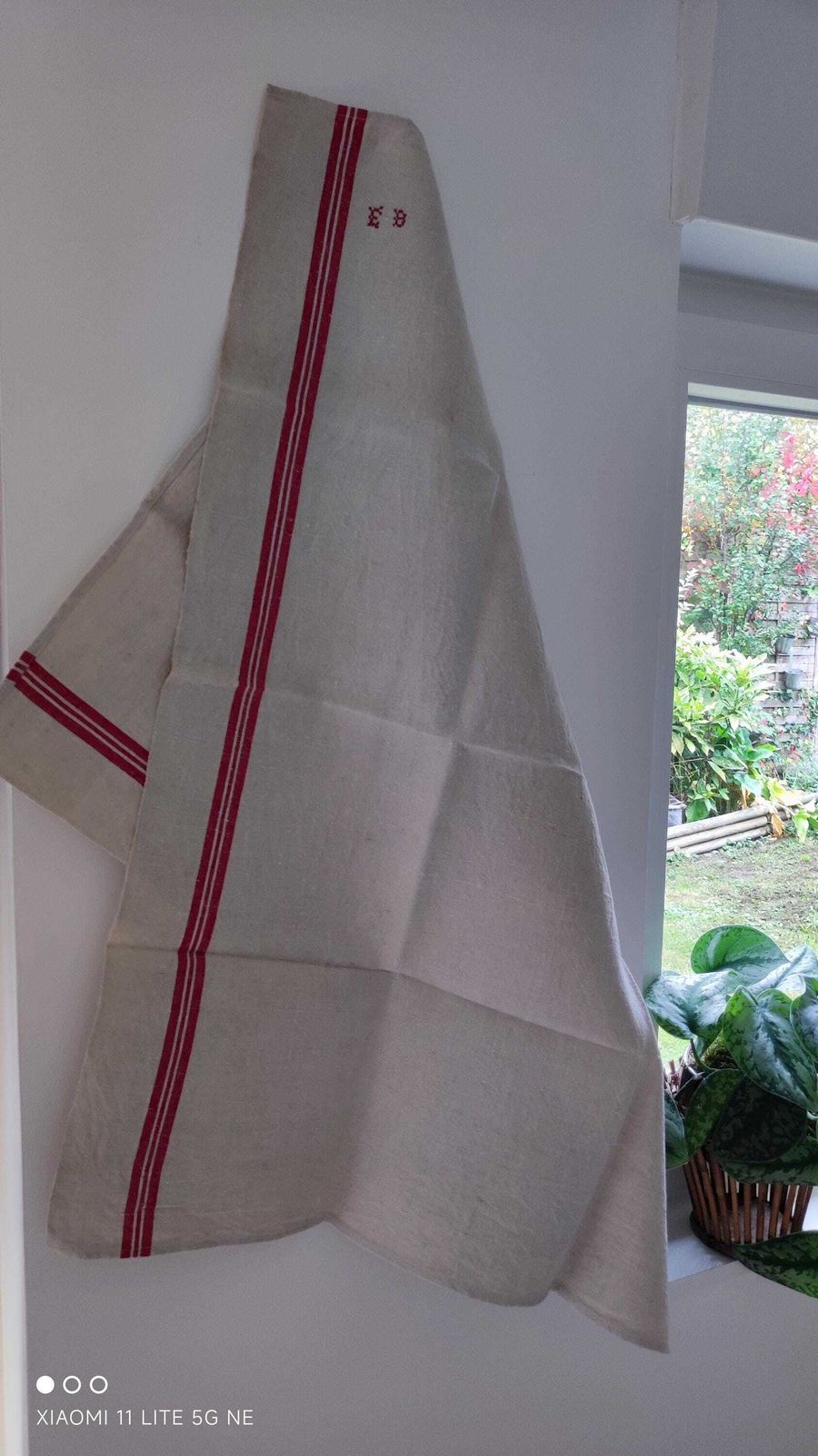 Antique French Red Striped Towels, Large Kitchen Linens Set Of 2 photo for sale