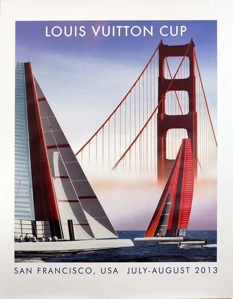 Affiche originale sérigraphiée Razzia Louis Vuitton Cup 2013 San Francisco, signée à la main