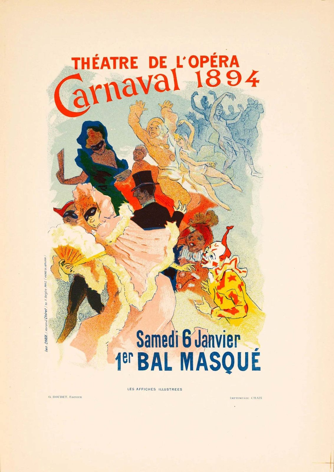 Carnaval 1894 Théâtre De L’opéra Stone Lithograph By Jules Chéret photo furniture