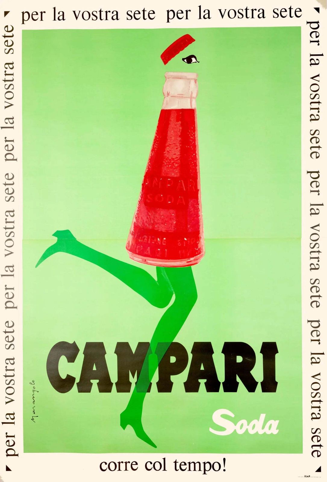 Franz Marangolo Campari Soda Groot Formaat Vintage Poster 1968