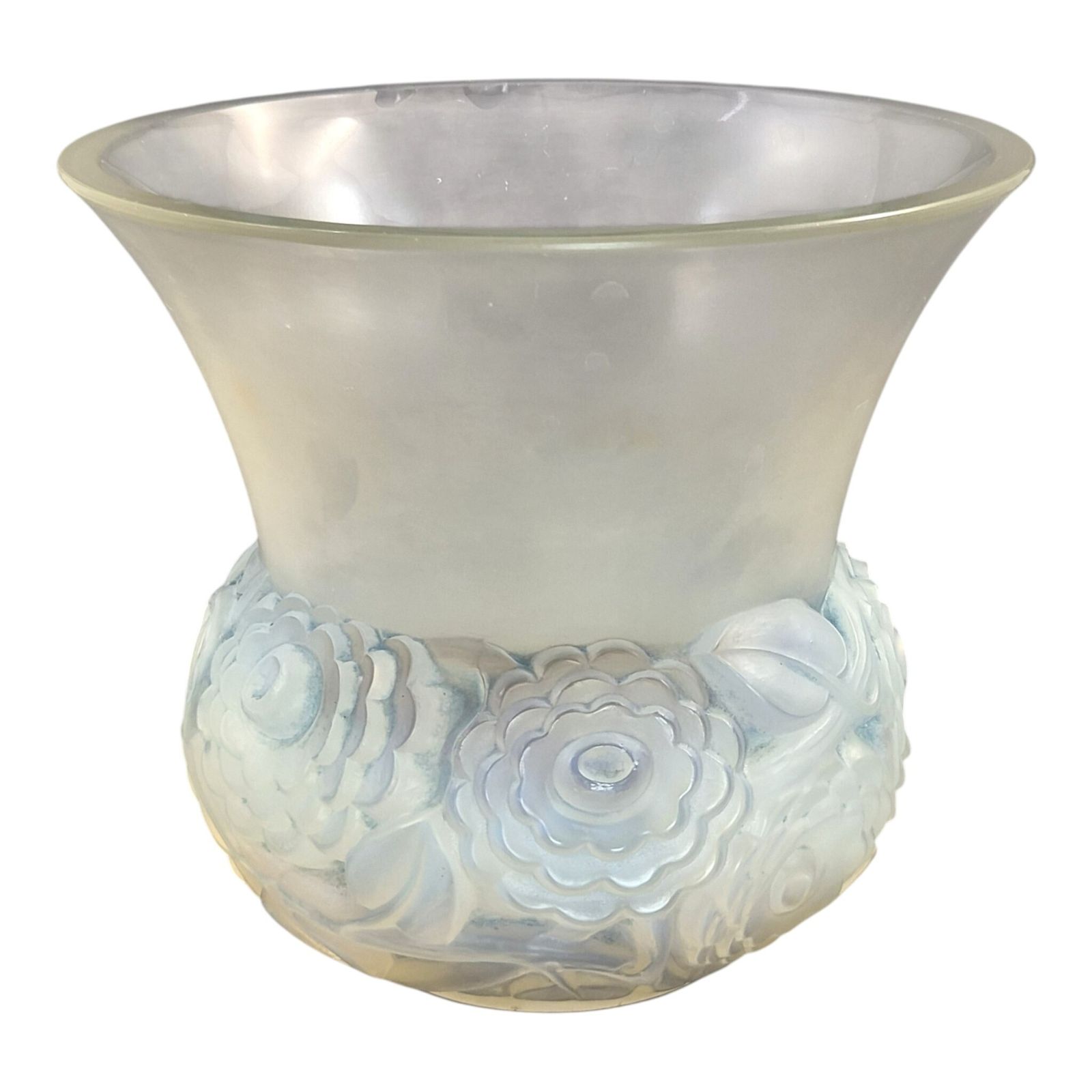 Franse Lalique "Renoncules" Opalescent Glazen Vaas, Midden 20e Eeuw photo vinterior