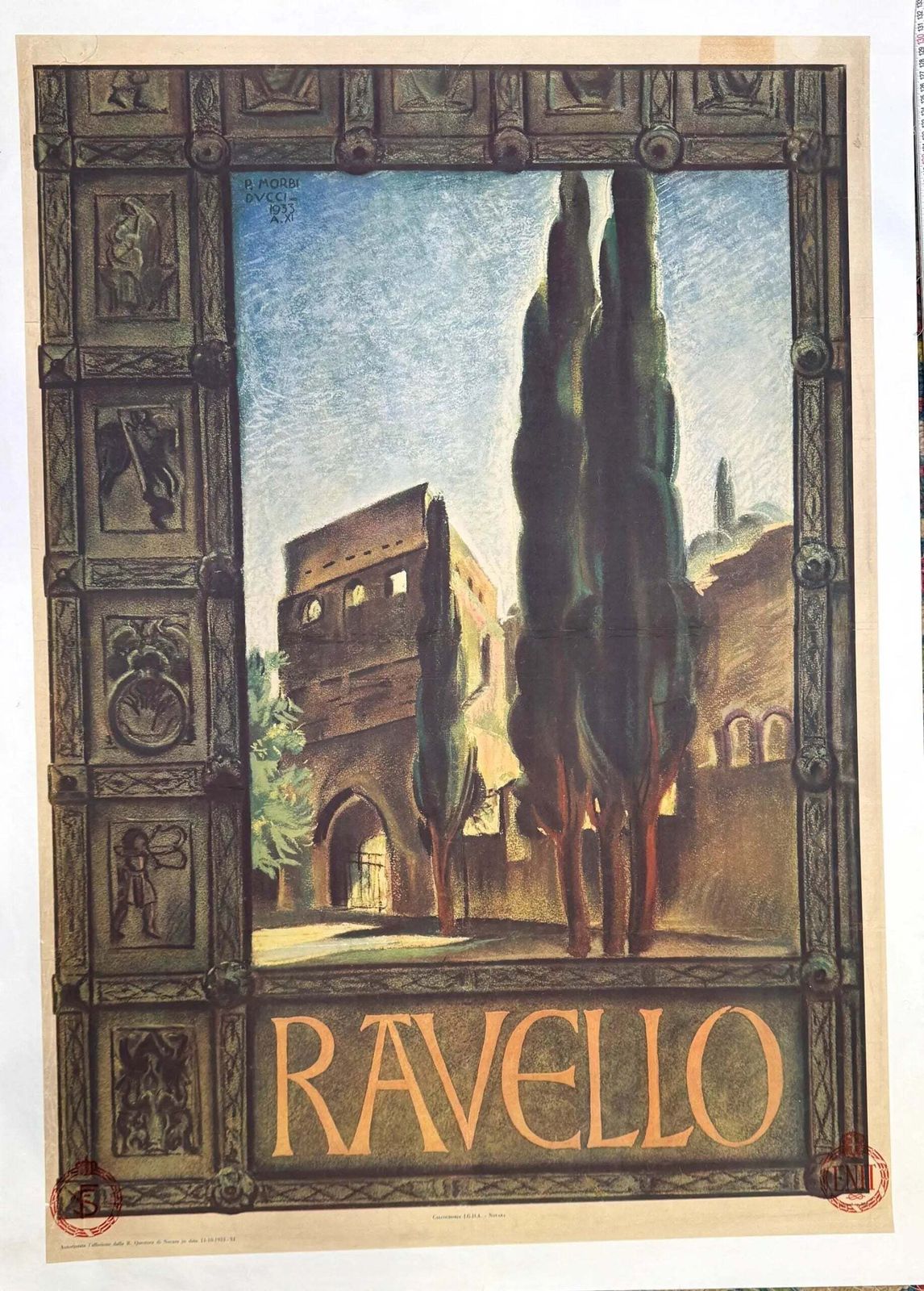 Original 1933 Ravello Villa Rufolo Italian Vintage Travel Poster photo for sale