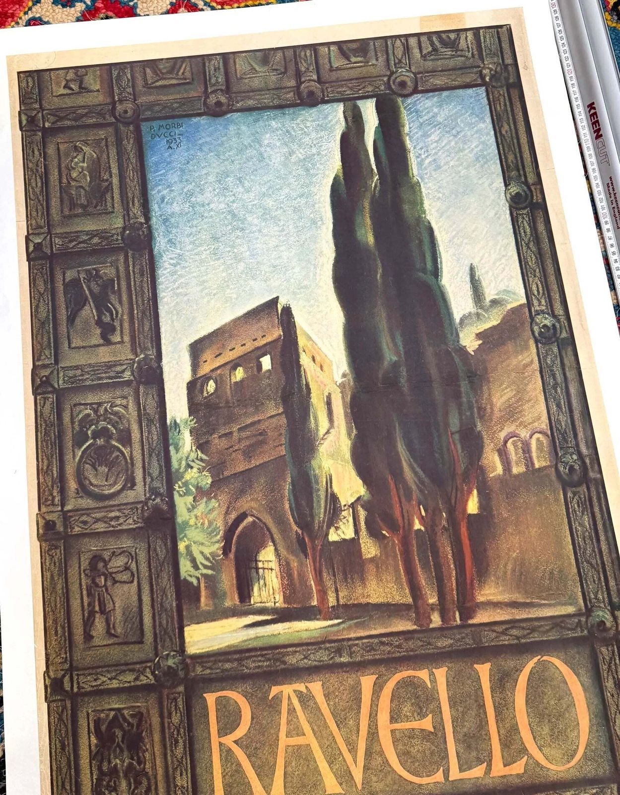 Original 1933 Ravello Villa Rufolo Italian Vintage Travel Poster photo vinterior