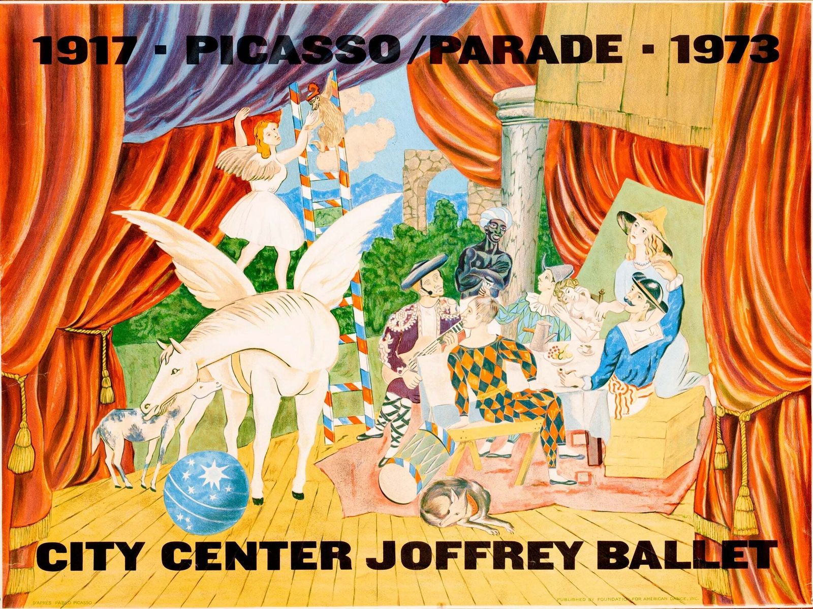 Affiche lithographique Joffrey Ballet Parade, Pablo Picasso, 1973