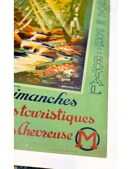 Original 1939 Vallee De Chevreuse French Railway Lithograph Travel Poster photo for sale