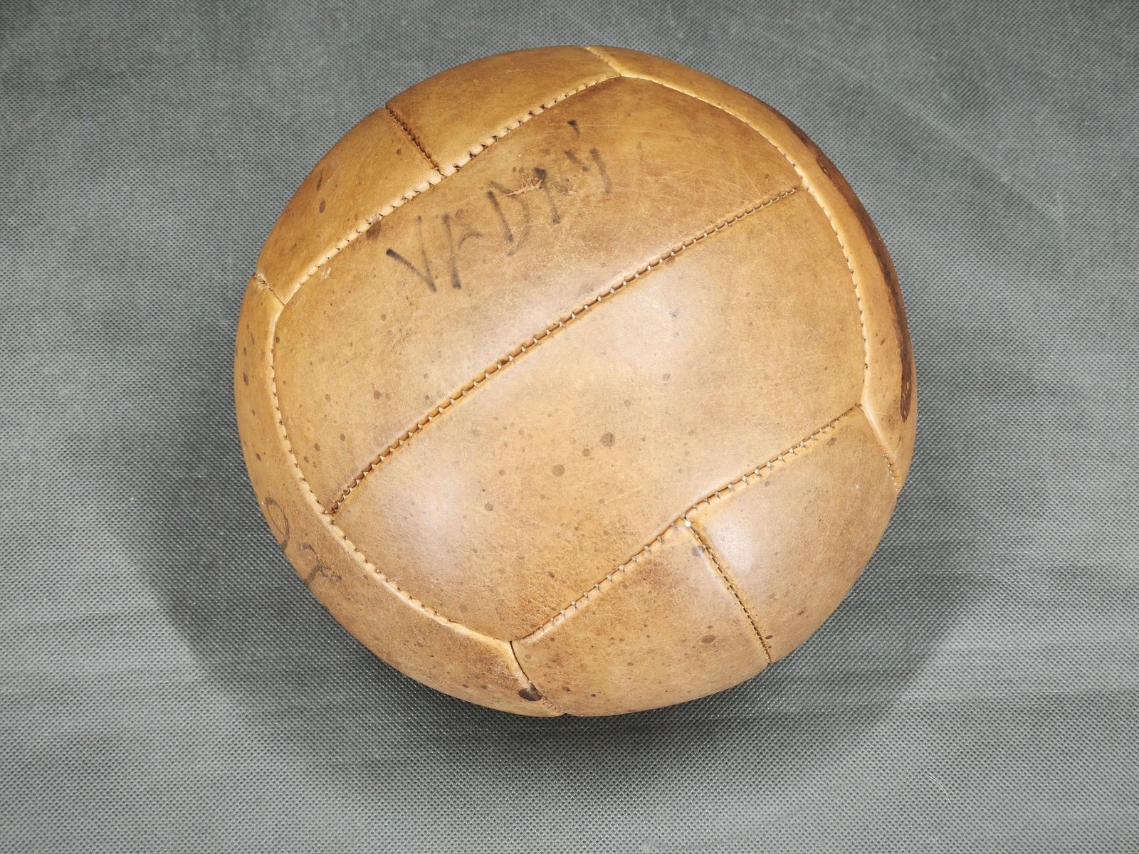 Pair Of Vintage Leather Medicine Balls, Czechoslovakia 1950s photo for sale