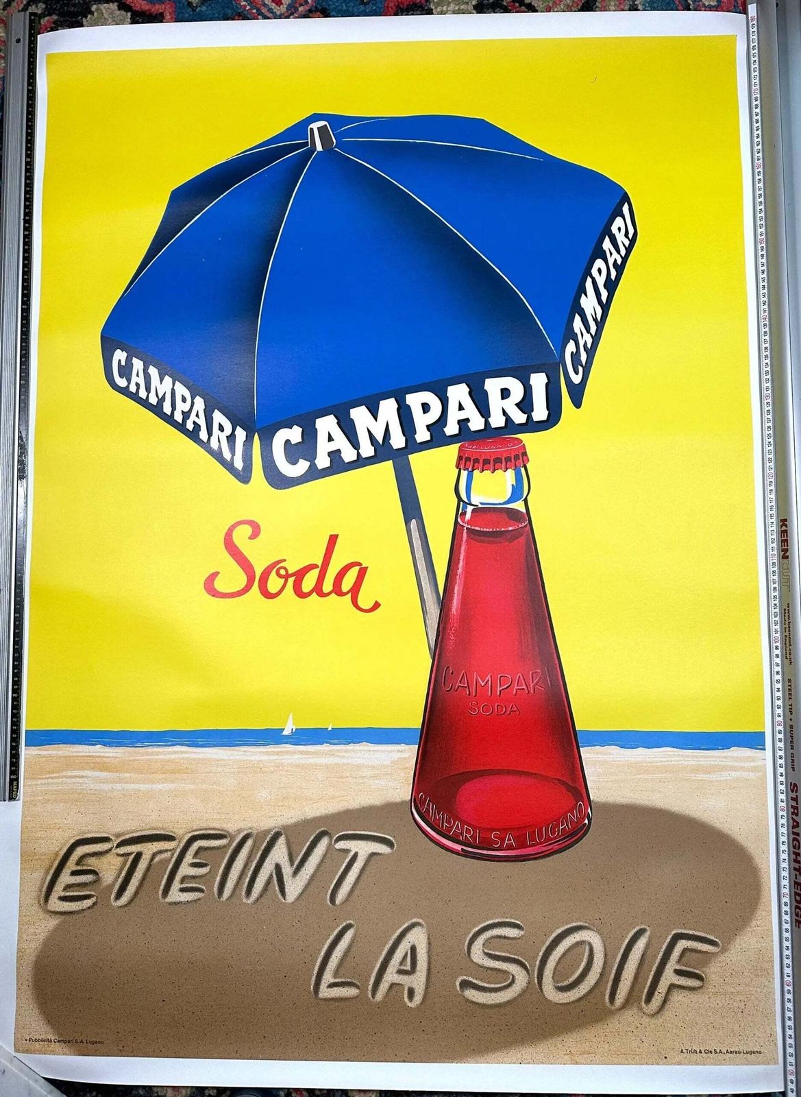 Campari Umbrella Vintage Lithografie Poster op Linnen, 1963