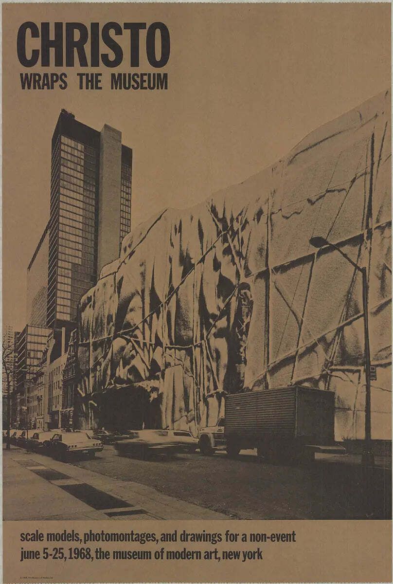 Original Christo Museum Of Modern Art Wrapped 1968 Offset Lithograph Poster