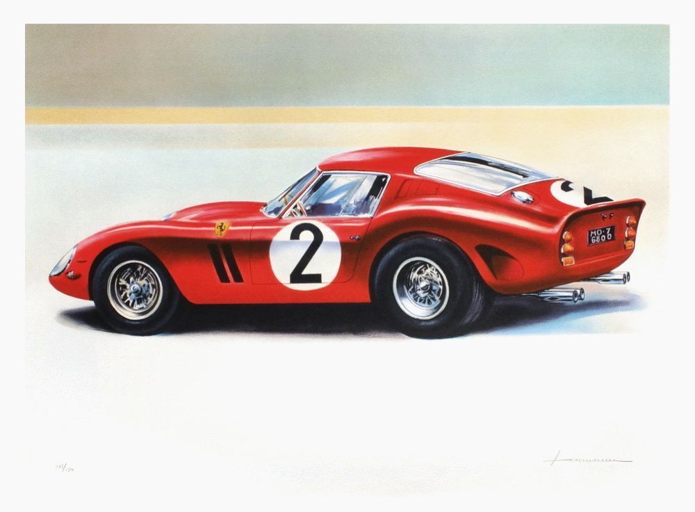 Lithographie signée Jean Hirlimann Ferrari 250 Gto 2