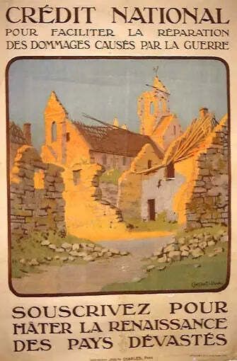 Affiche originale du Crédit National, emprunt de guerre français pour la reconstruction, 1920