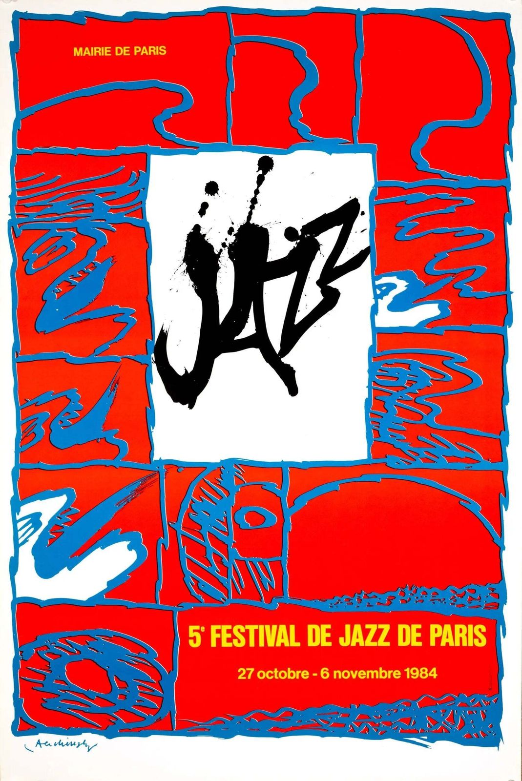 Affiche sérigraphiée Jazz Festival 1984, par Pierre Alechinsky
