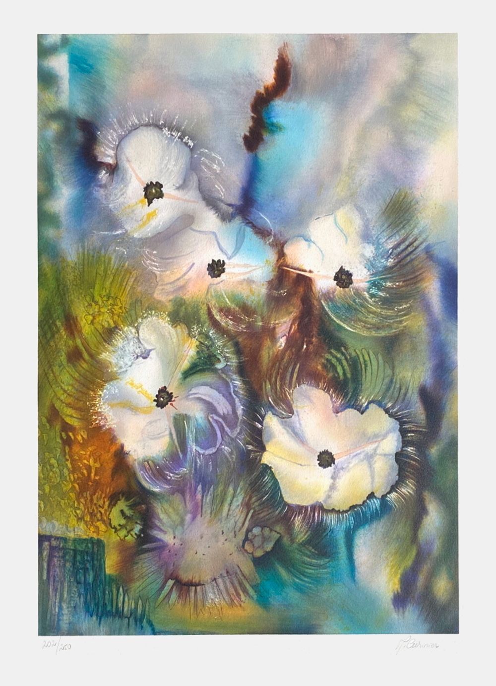 Michèle Curinier Signed Lithograph Fleurs 2000