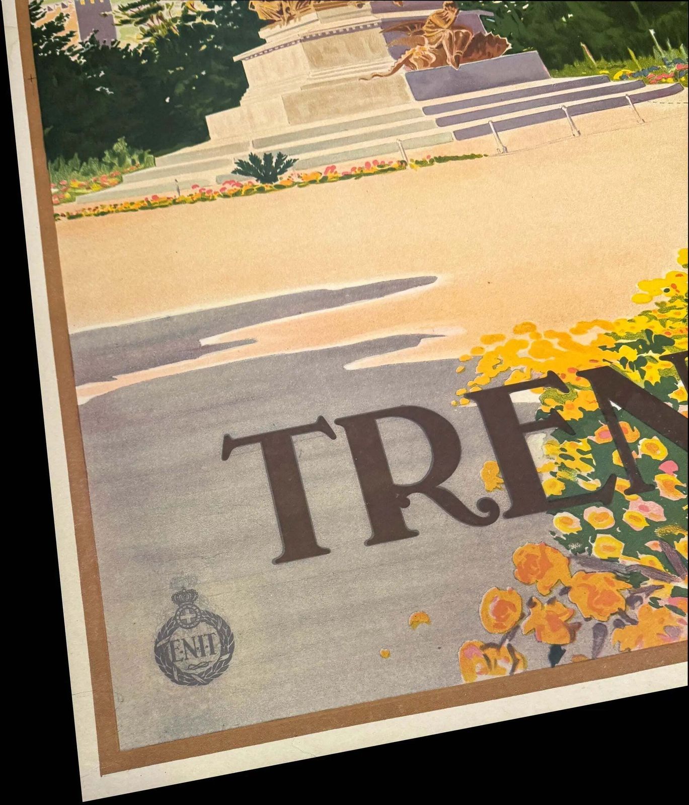 Vintage 1925 Trento Enit Italian Railway Stone Lithograph Poster photo 4825.0