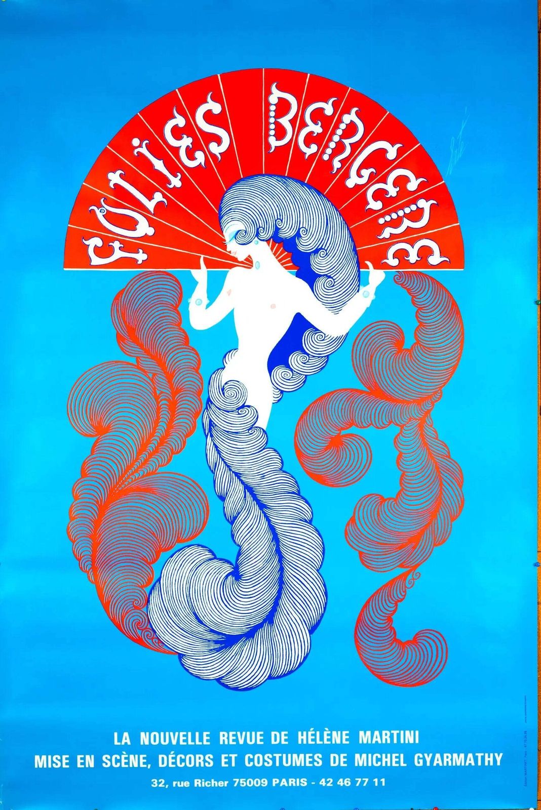 Original Erte Folies Bergere La Nouvelle Revue 1970s Art Deco Serigraph Poster