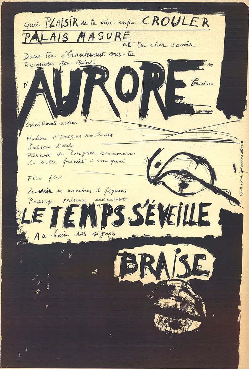 Bernard Dufour Aurore Time Dawns 1968 Original Lithograph Art Poster