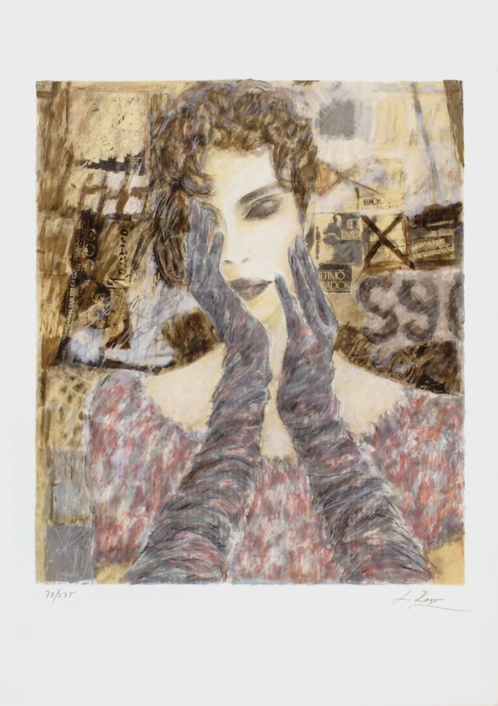 Liliana Rago Signed Lithograph Portrait De Femme 1990
