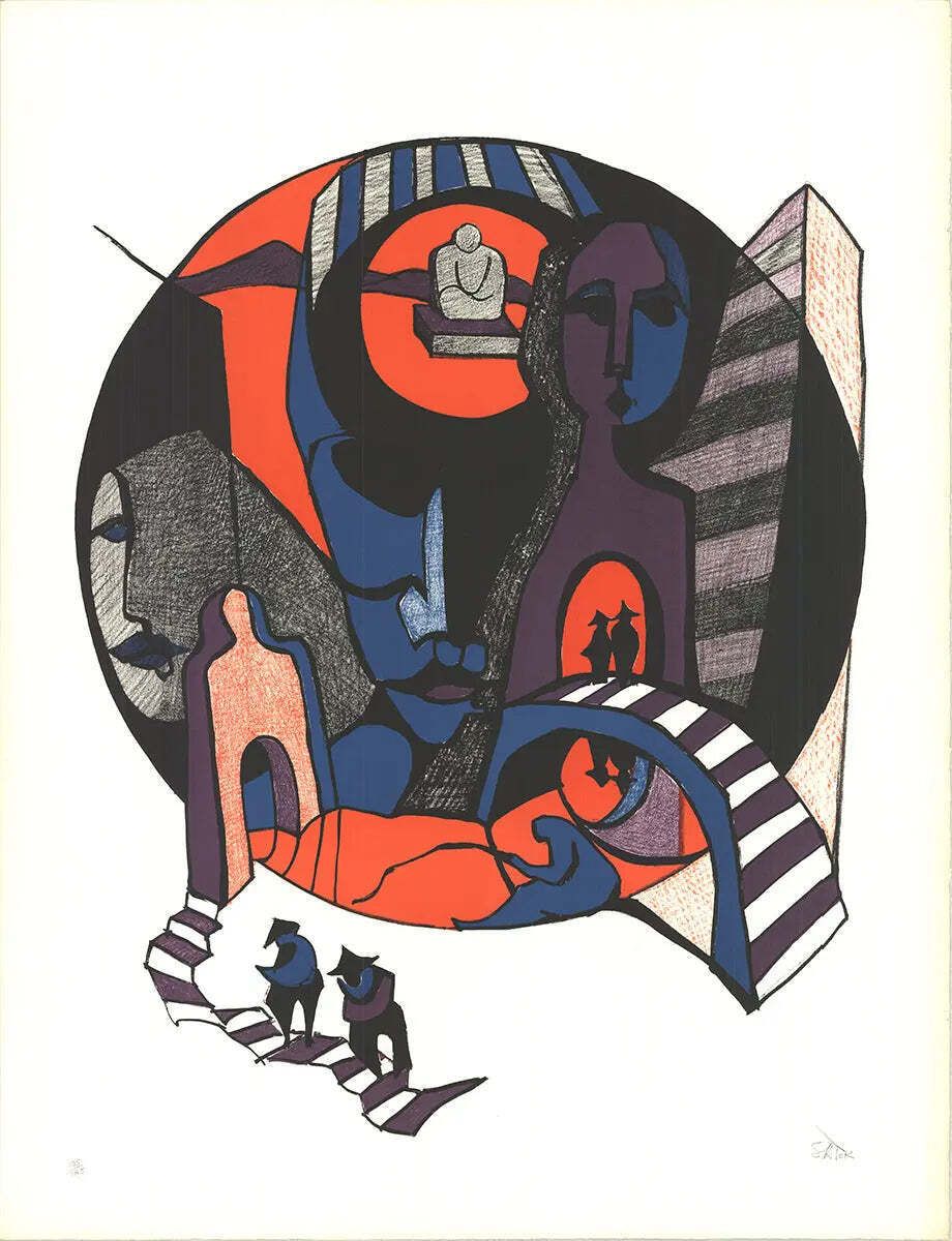 Ronald Satok Signed Septology I 1972 Abstract Lithograph Print
