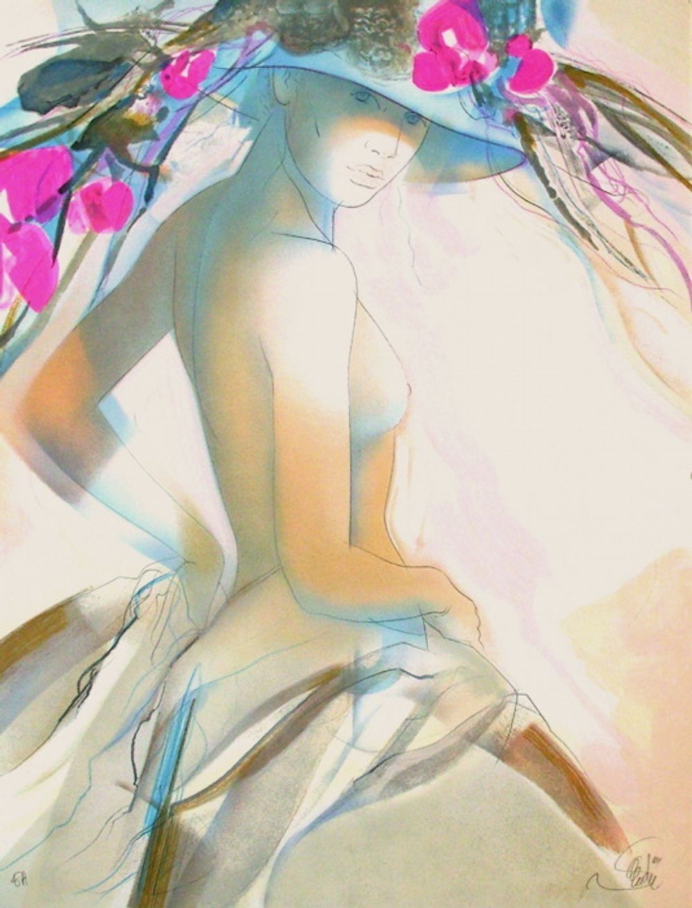 Jean Baptiste Valadié gesigneerde lithografie Nacre 1985