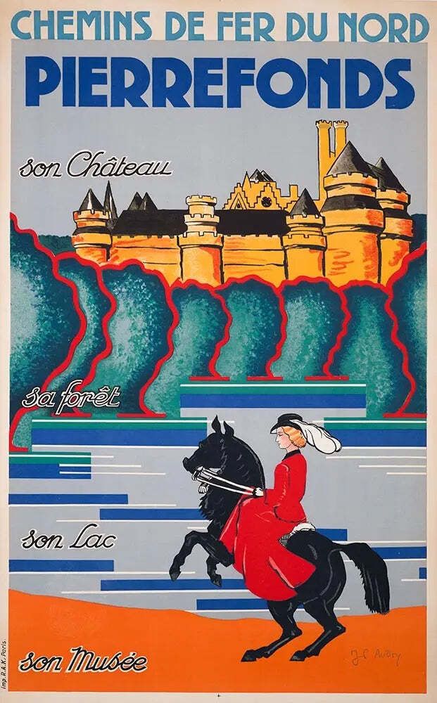 Affiche de voyage vintage Pierrefonds Chemin de Fer du Nord, 1930