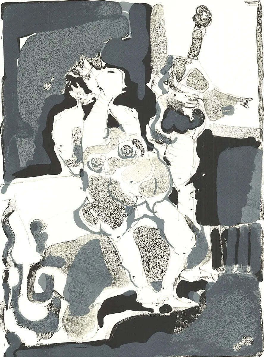 Lithographie originale Paul Rebeyrolle Nu Assis, signée, 1960 photo for sale