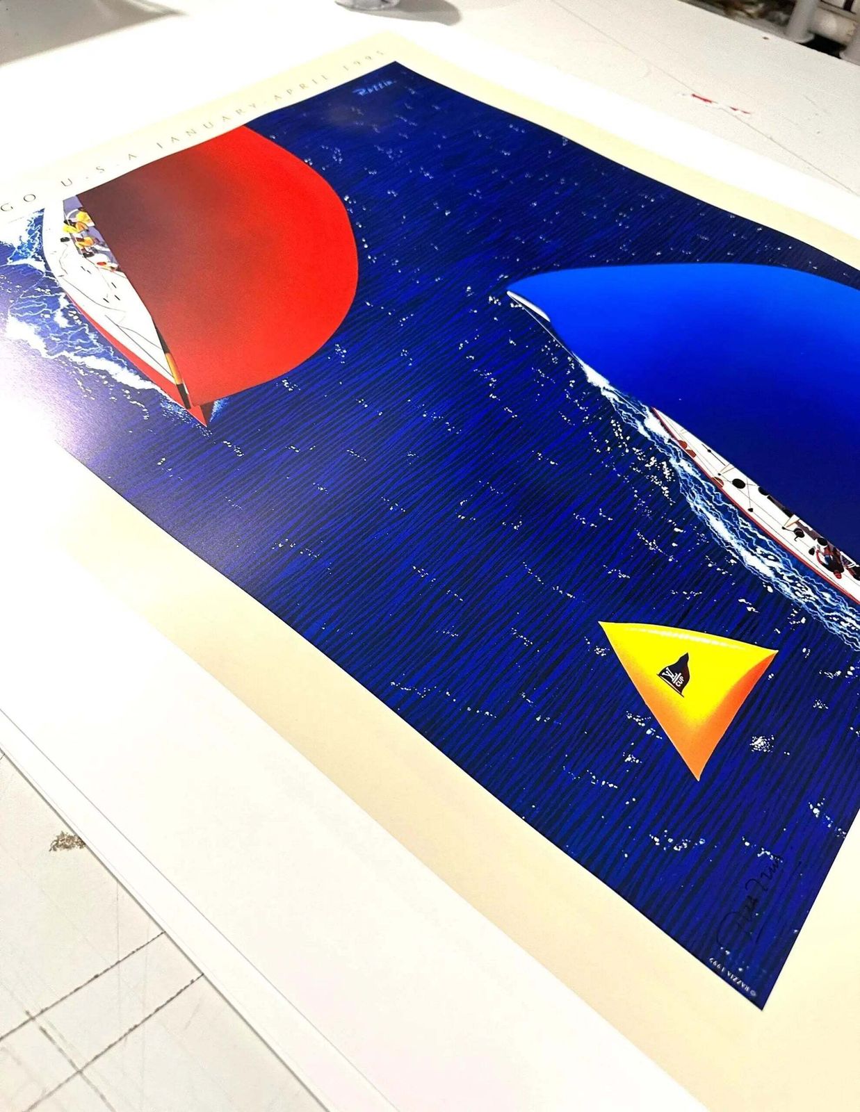 Affiche sérigraphiée Razzia, Louis Vuitton Cup 1995 San Diego, signée photo 978.0