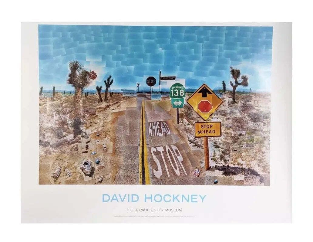 Affiche d'exposition David Hockney Pearblossom Highway 1986, grand format