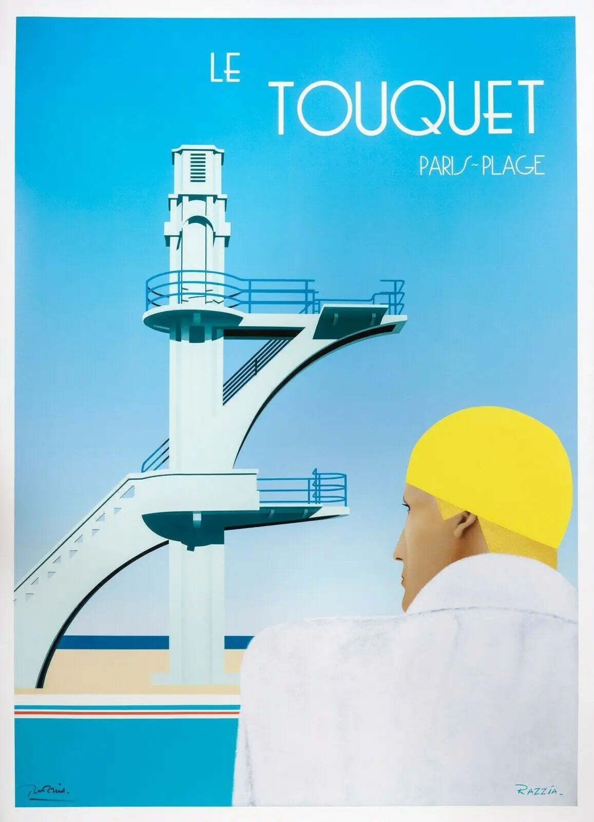 Affiche Le Touquet Paris Plage signée à la main par Razzia