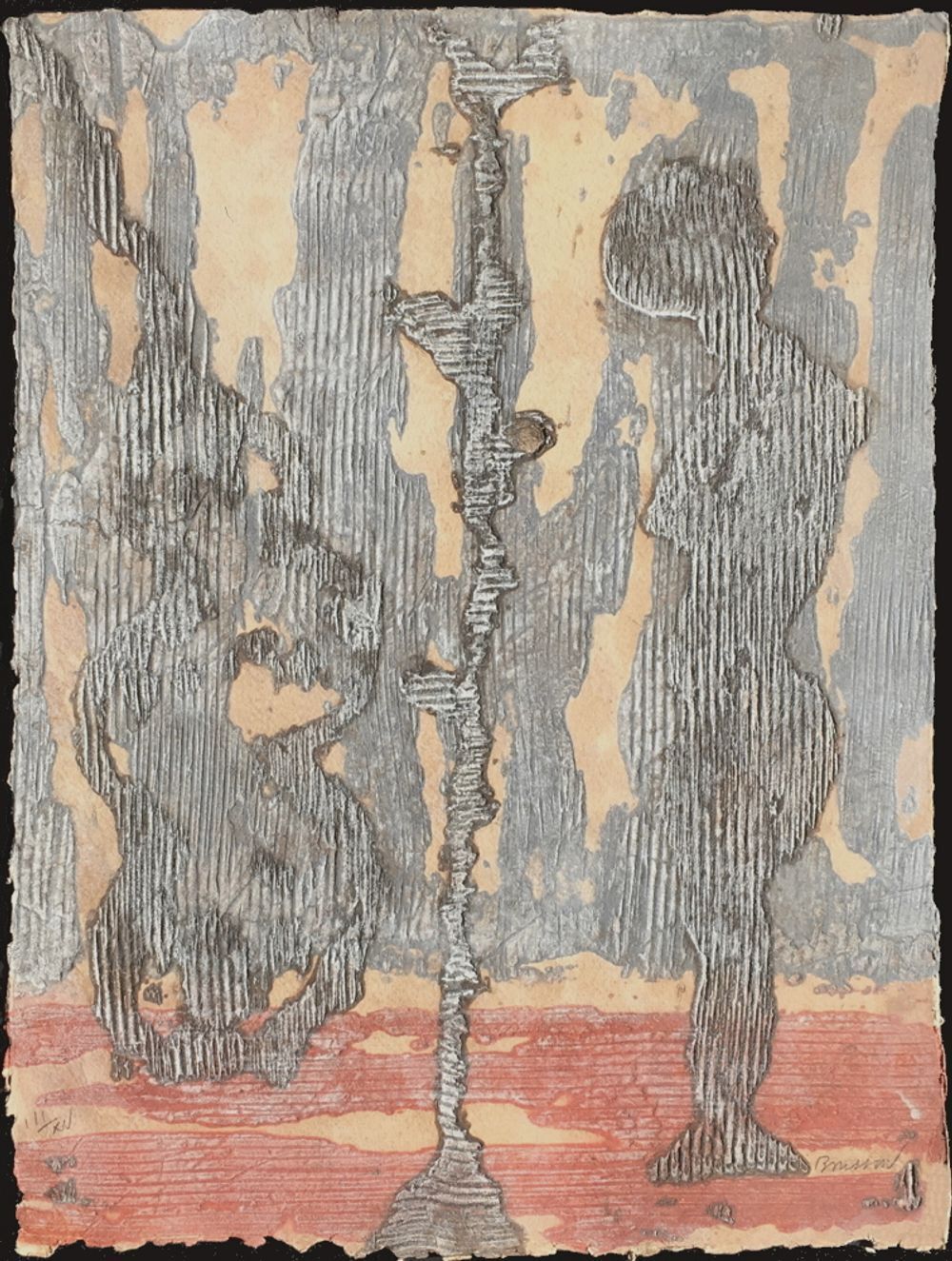 Pierre Marie Brisson gesigneerde carborundum ets Création III 1992