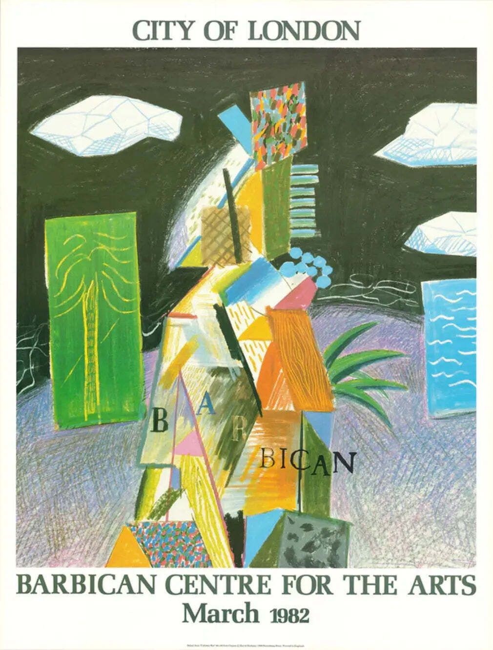 David Hockney Detail From Cubistic Bar 1982 Offset Lithograph Print