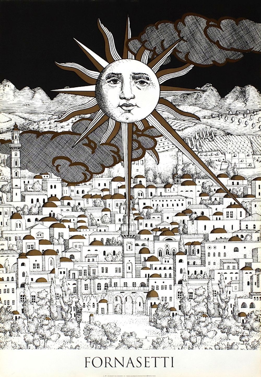 Sérigraphie Piero Fornasetti Sole A Geruslemme 1993