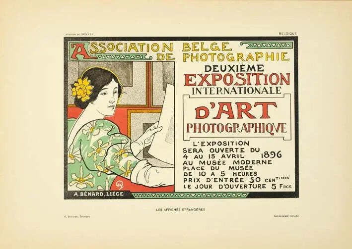 Affiche d'exposition lithographique sur pierre Art Nouveau Donnay, 1896