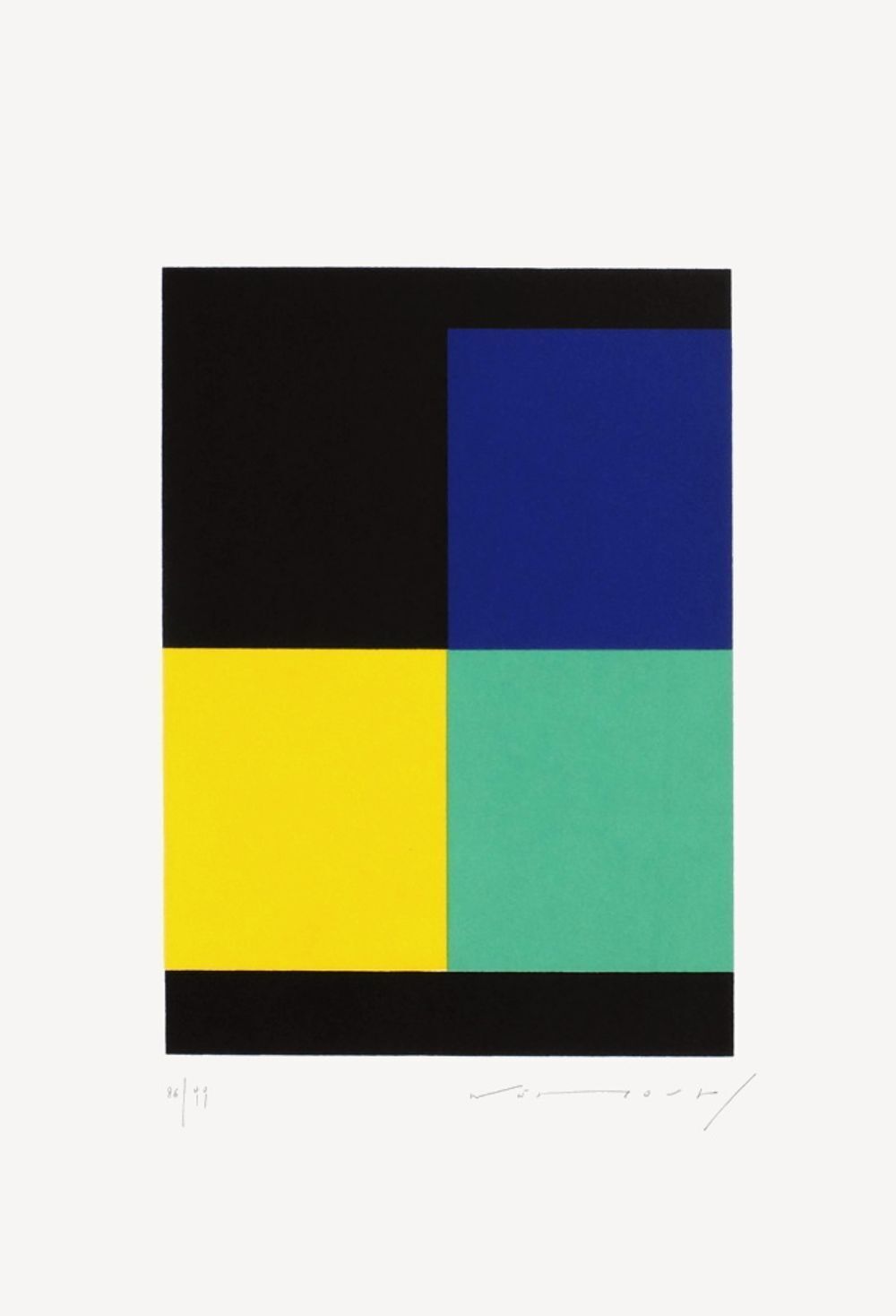 Sérigraphie signée Aurélie Nemours, Angle noir, 1991