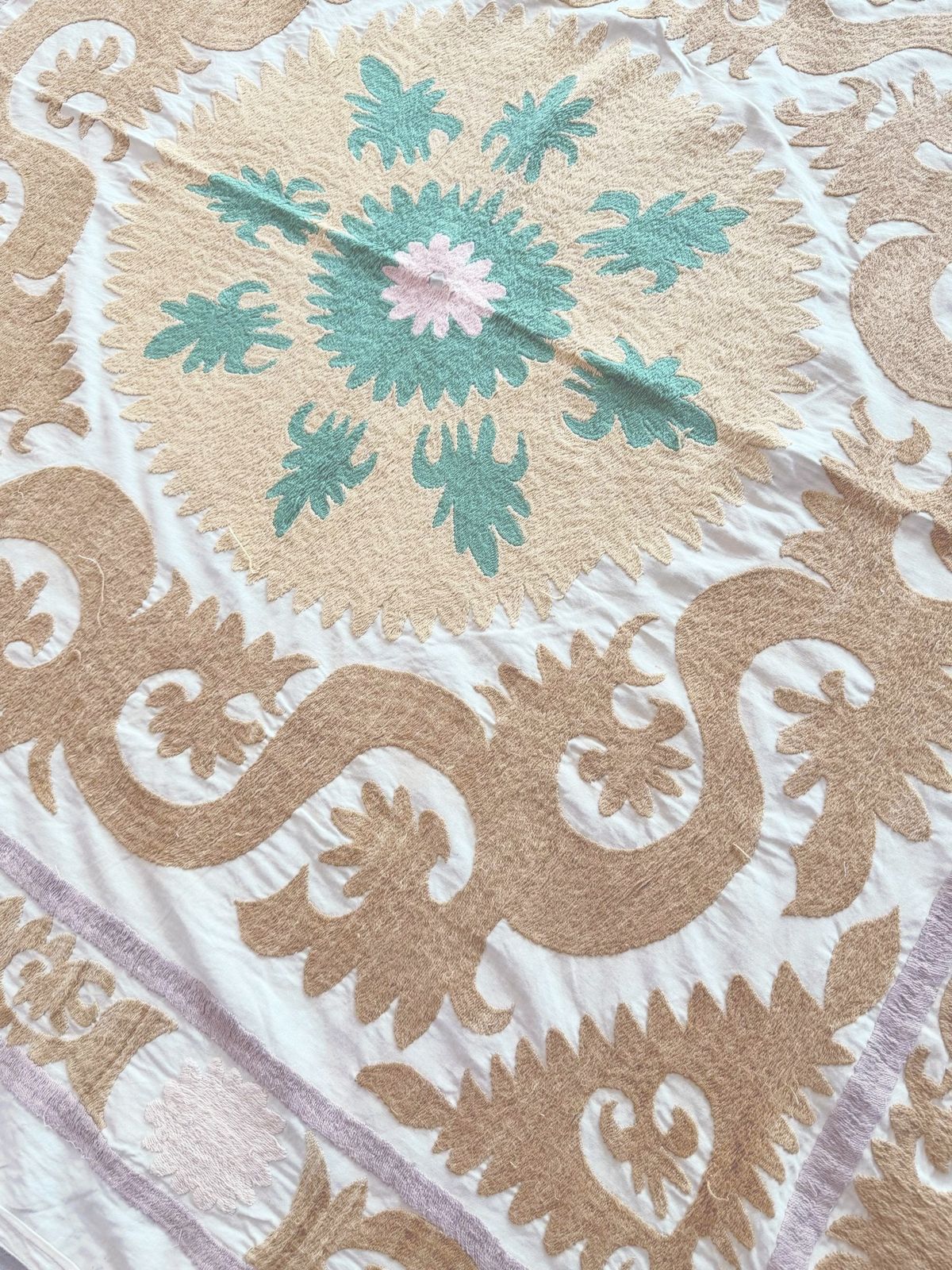 Tribal Central Asian Suzani Tablecloth 128 X 135 Cm photo Textiles