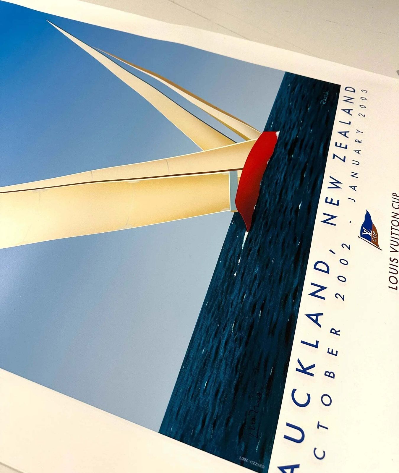 Razzia Louis Vuitton Cup 2003 Auckland origineel handgesigneerde poster photo for sale
