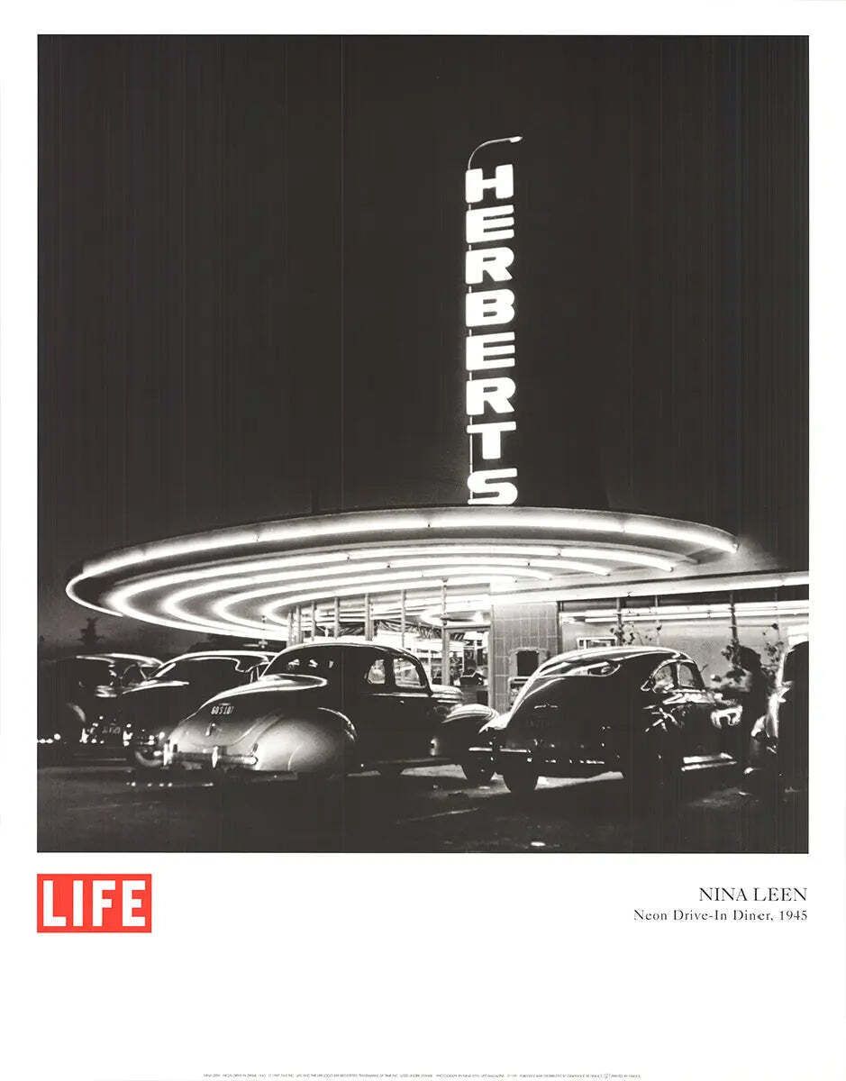Nina Leen Neon Drive In Diner Photography Art Poster Print