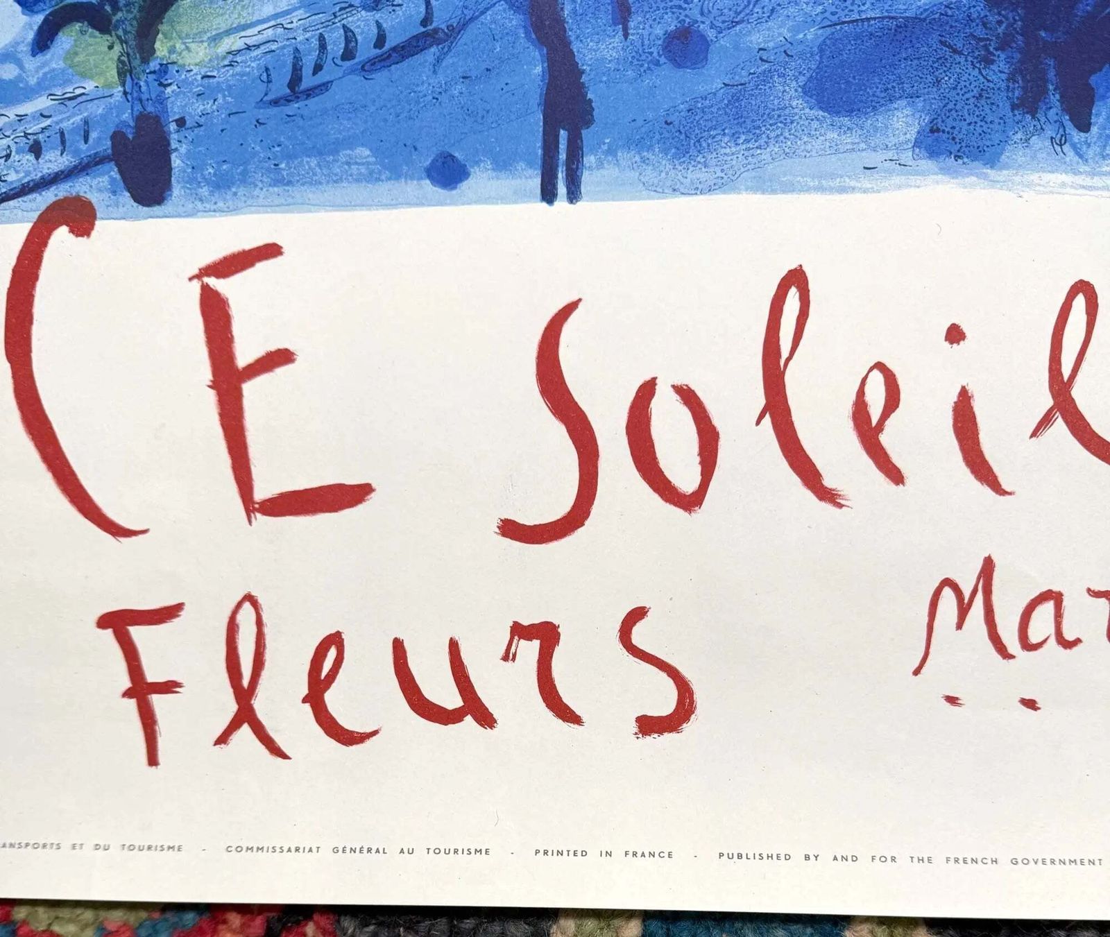 Affiche lithographique sur pierre Marc Chagall Baie des Anges, 1962 photo vinterior