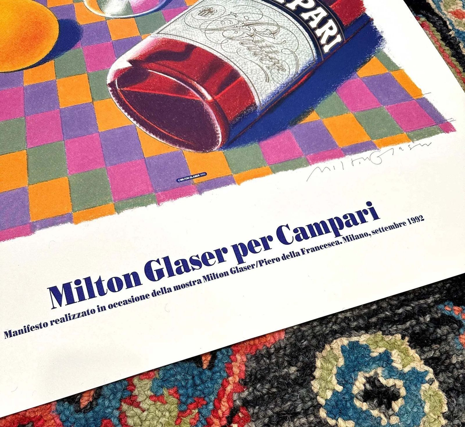 Affiche lithographique Campari signée par Milton Glaser, 1992 photo for sale