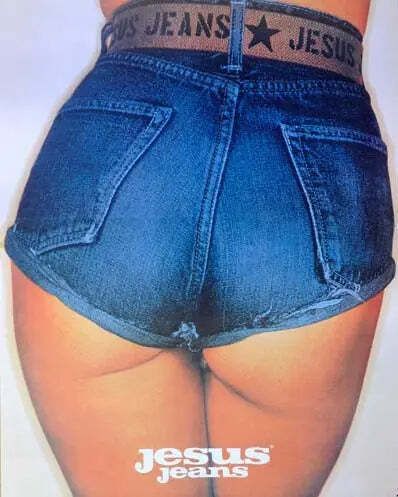 Oliviero Toscani 1970 Jesus Jeans Vintage Linnen Poster