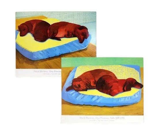 David Hockney Dog 38 And 43 Offset Lithograph Art Prints