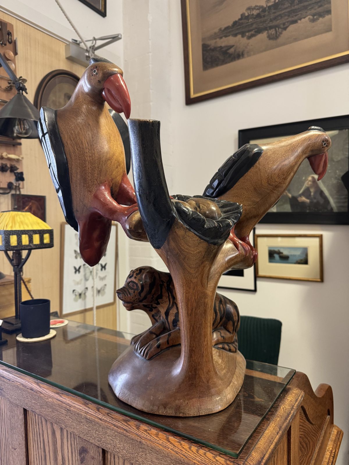 220.0 Large Wooden African Bird Sculpture photo