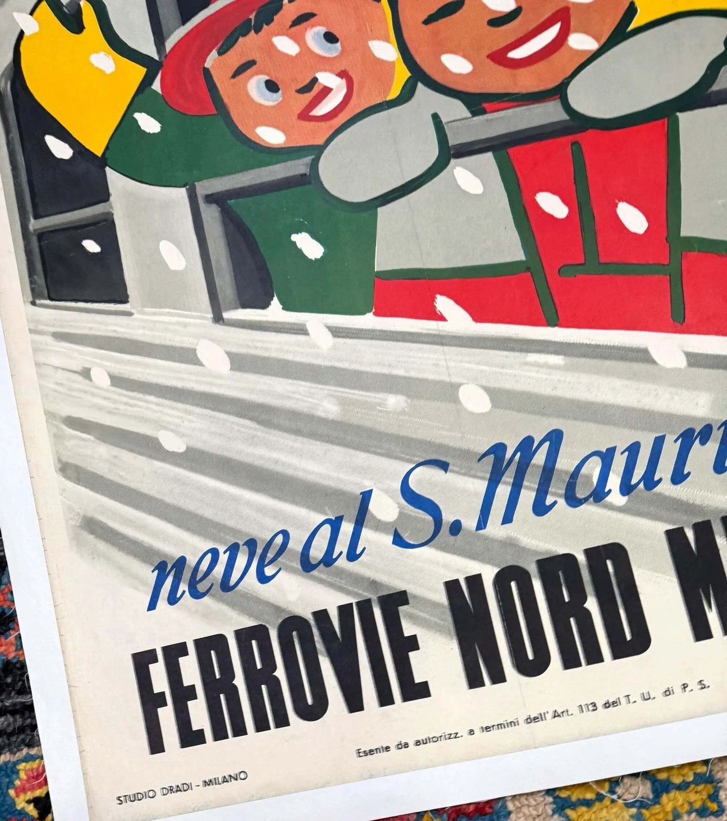 Affiche vintage Carlo Dradi 1948 S Maurizio Skiing Ferrovie Nord Milano photo 3261.0