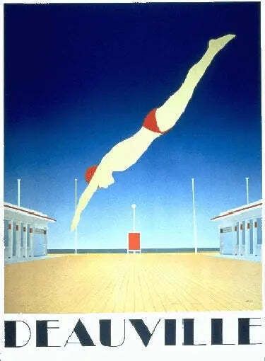 Affiche de voyage sérigraphiée Razzia Deauville, signée à la main, 1983