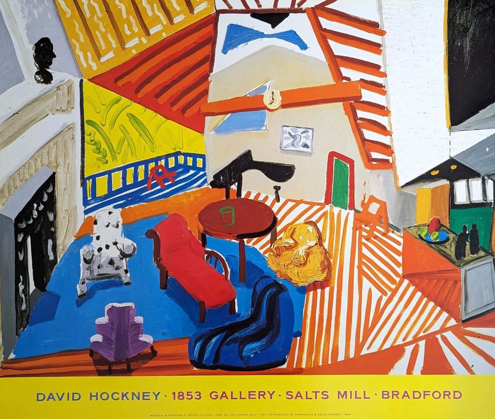 David Hockney Montcalm Interior At 7 O'clock, lithographie offset