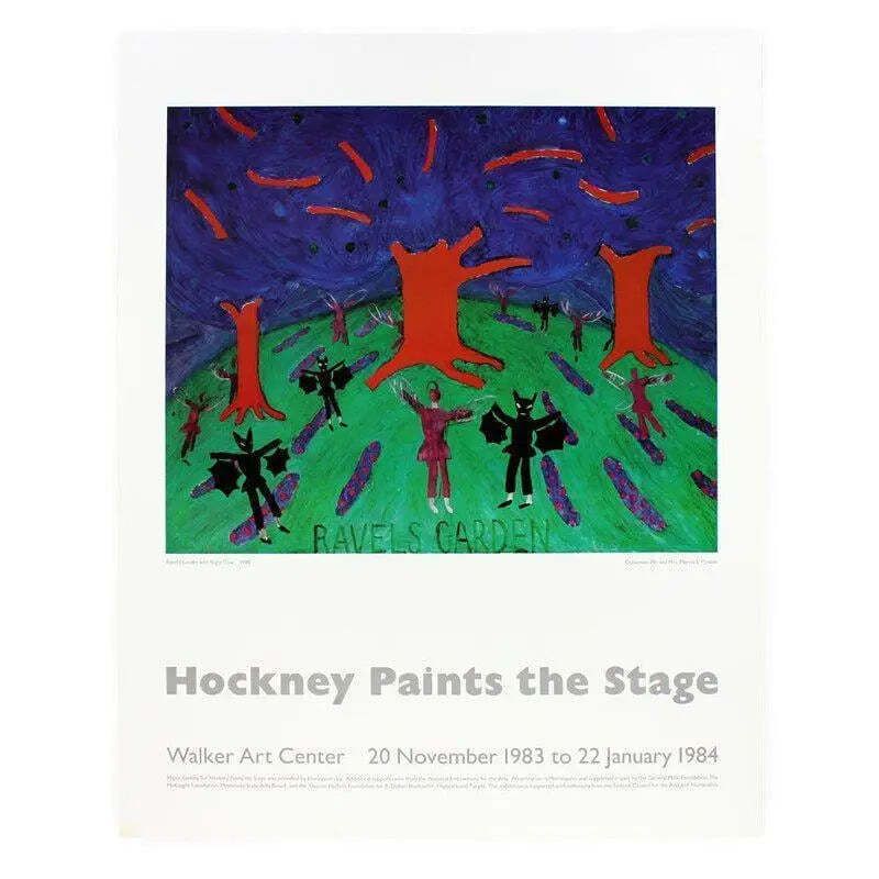 David Hockney Ravel's Garden 1983 Vintage Offset Lithografie Tentoonstellingsposter