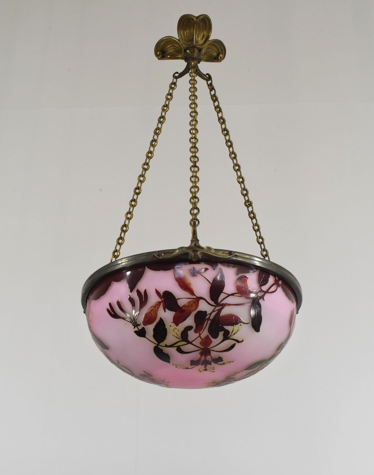 Franse art deco cameo hanglamp van Gallé, jaren 1920, Frankrijk photo Verlichting