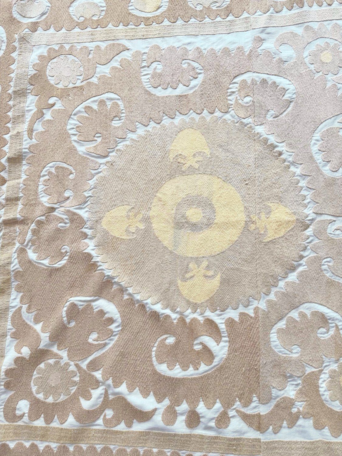 Tashkent Suzani Tablecloth   Hand Embroidered Textile 125 X 132 Cm photo furniture