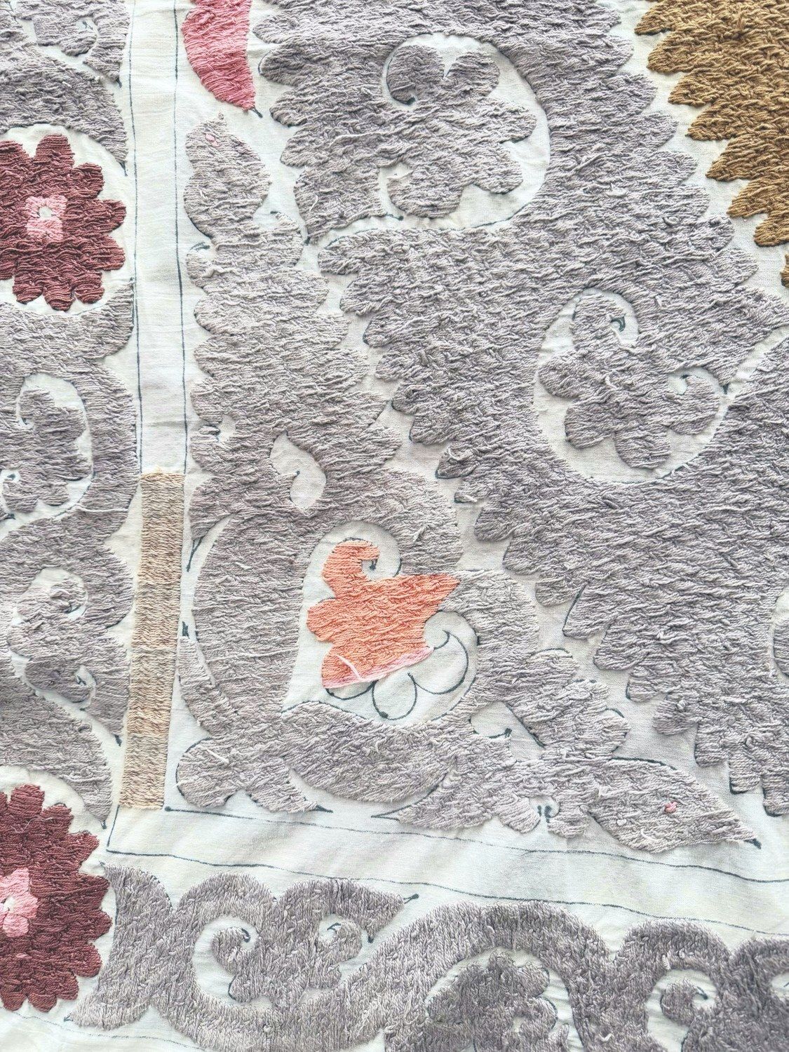 Samarkand Suzani Tafelkleed, Boho Textiel 126 x 140 cm photo Textiel
