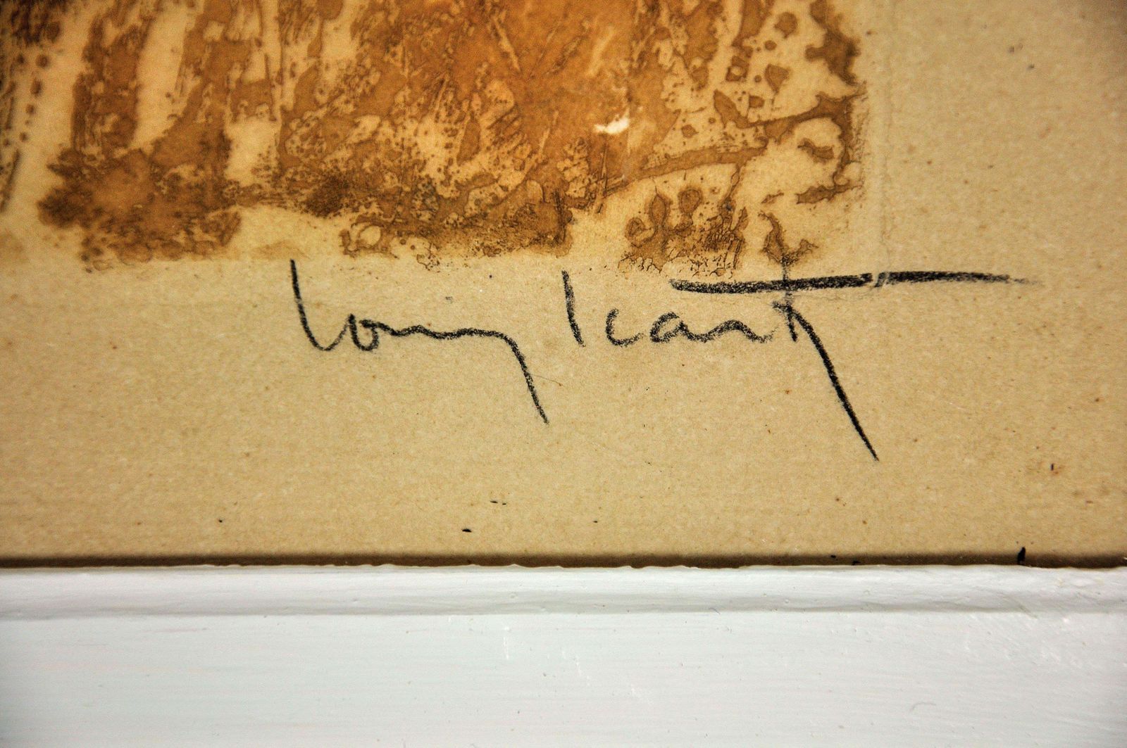 Louis Icart 1888 1950. Français. Scared. Eau-forte originale coloriée à la main, encadrée, vers 1920. La Belle Époque, flirtation scandaleuse. Art Deco. photo for sale