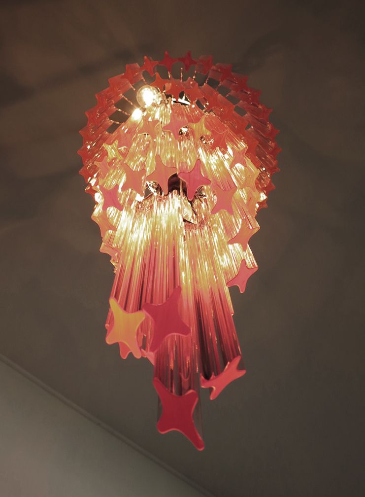 Lighting Murano Chandelier 86 Pink Quadriedri Prism photo