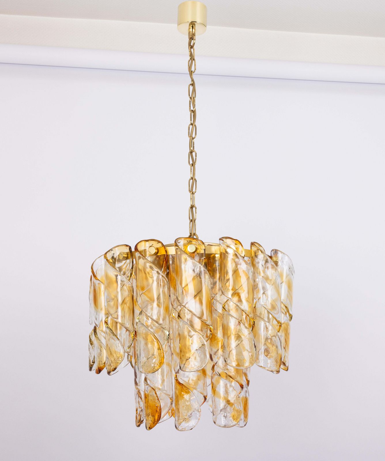 Grote plafondlamp met Murano glazen buizen van Kaiser, Duitsland, jaren 1960 photo vinterior